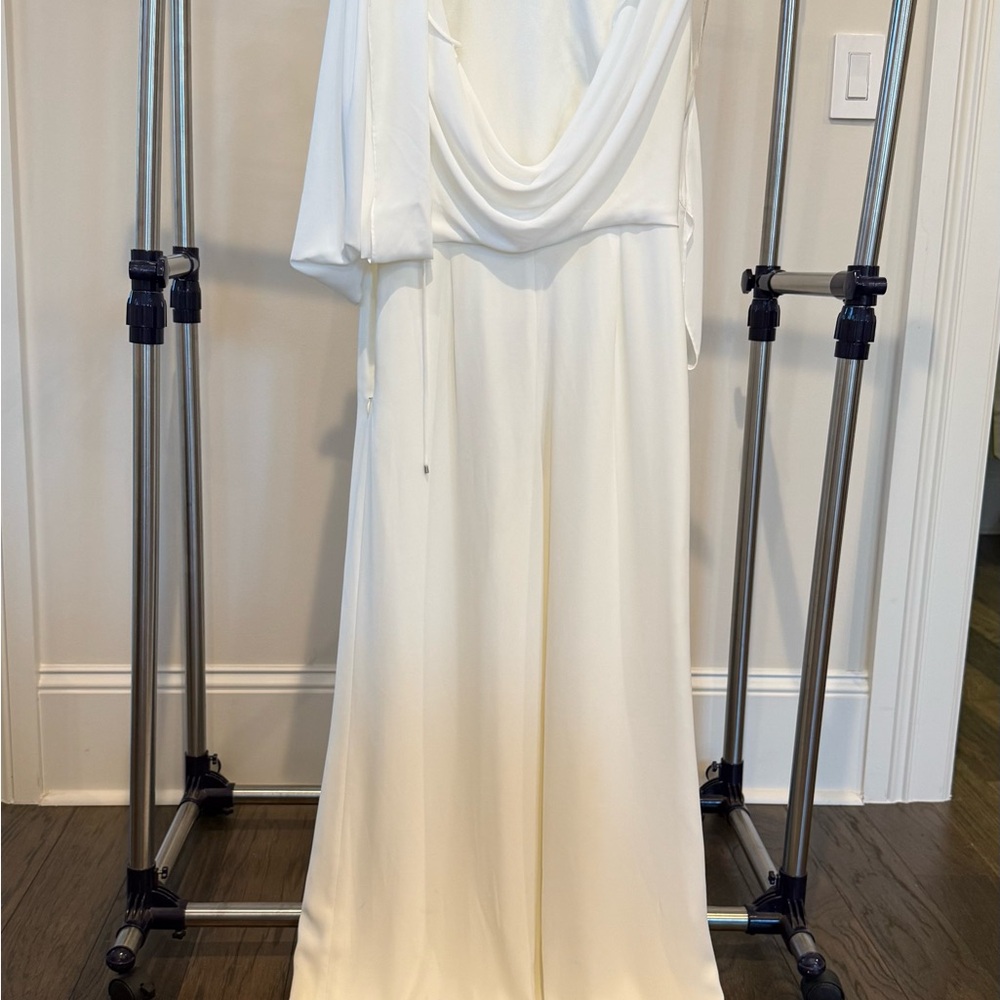 Halston Heritage Ivory Draped Dress